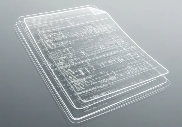 Document numérique abstrait avec des couches de données cachées