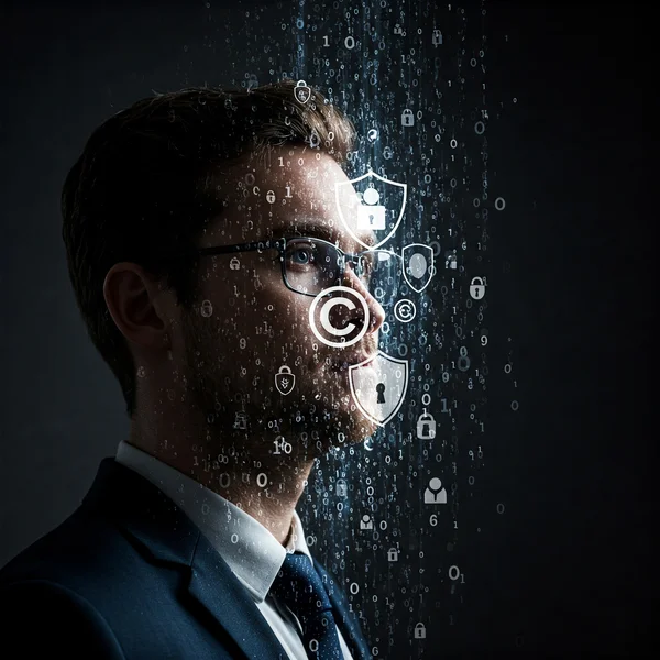 Conceptual art of photo metadata risks for photographers