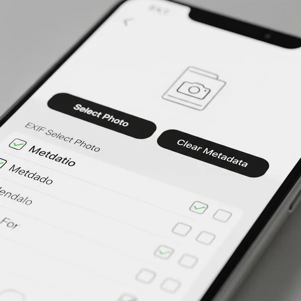 Smartphone screen displaying mobile EXIF cleaner app UI