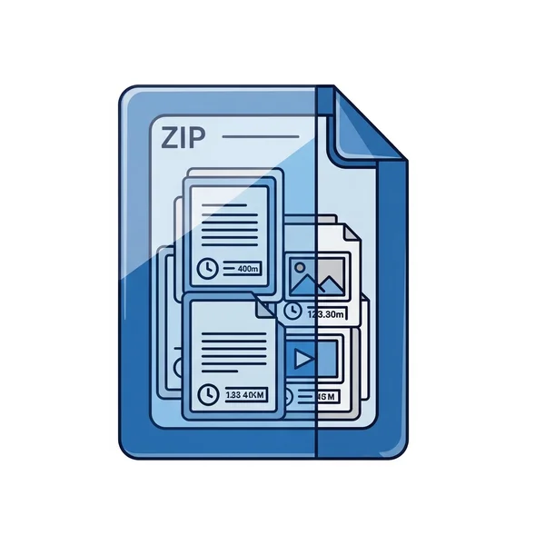ZIP archive icon with smaller file icons inside showing meta