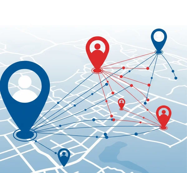 Carte montrant des points de données de localisation provenant de photos partagées