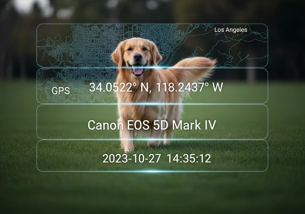 Diagram showing hidden EXIF data within a photo