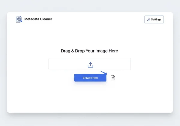 Screenshot of metadata remover website upload interface