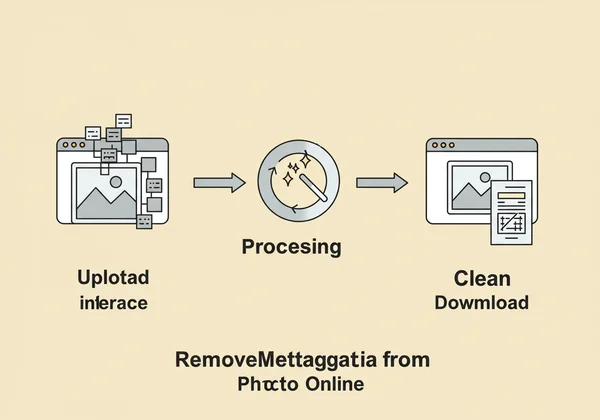 Diagram showing metadata removal process by an online tool